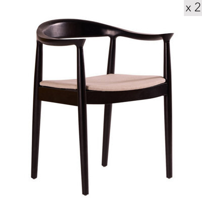 Nordlys Set Of 2 Scandinavian Dining Room Chairs In Solid Wood And Beige Fabric Scandinavian Dining Room - image 1