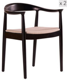 Nordlys Set Of 2 Scandinavian Dining Room Chairs In Solid Wood And Beige Fabric Scandinavian Dining Room - thumbnail 2