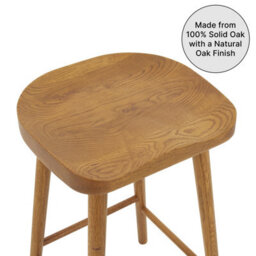 The Furniture Market Rustic Oak Shaker Style Saddle Seat Counter Stool Ergonomic Contoured Seat Solid Wood Kitchen Island Height Stool - thumbnail 8