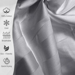 Ameha Grey Striped Microfibre Bedding Set King, Reversible & Breathable Duvet Cover, Fitted Sheet & Pillowcases - thumbnail 7