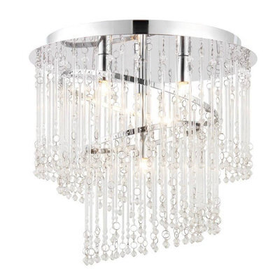 Luminosa Lighting Luminosa Camille 4 Light Spiral Flush Ceiling Light Chrome, Clear Glass, G9