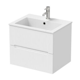 Affine 600mm Bathroom Cloakroom Vanity Unit Basin Wall Hung Furniture Soft Close White - thumbnail 4