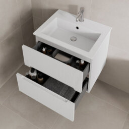 Affine 600mm Bathroom Cloakroom Vanity Unit Basin Wall Hung Furniture Soft Close White - thumbnail 3