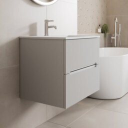 Affine 600mm Bathroom Cloakroom Vanity Unit Basin Wall Hung Furniture Soft Close White - thumbnail 2