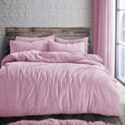 Velosso Teddy Fleece Duvet Cover & Pillowcase Set - Button Enclosure, Machine Washable Bedroom Essentials - Pink