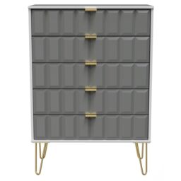 Bologna Ready Assembled Matt Dark Grey & White 5 Drawer Wide Chest (H)1075mm (W)765mm (D)415mm - thumbnail 2