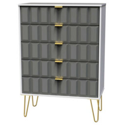 Bologna Ready Assembled Matt Dark Grey & White 5 Drawer Wide Chest (H)1075mm (W)765mm (D)415mm - thumbnail 1