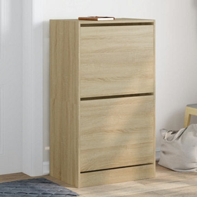 Walplus Shoe Cabinet With 2 Flip-Drawers Sonoma Oak 60X42X108 Cm - image 1