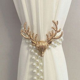 A Pair Metal Reindeer Pearl Elastic Curtain Tiebacks And Curtain Buckles - thumbnail 2