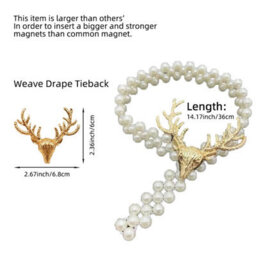 A Pair Metal Reindeer Pearl Elastic Curtain Tiebacks And Curtain Buckles - thumbnail 3