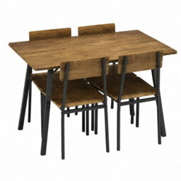 Dark Oak Compact Rectangular Dining Table And 4 Chairs Set For Space Saving Kitchen - thumbnail 5