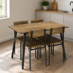 Dark Oak Compact Rectangular Dining Table And 4 Chairs Set For Space Saving Kitchen - thumbnail 4