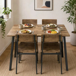 Dark Oak Compact Rectangular Dining Table And 4 Chairs Set For Space Saving Kitchen - thumbnail 3