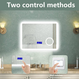 AVER-GROWTH Led Bathroom Mirror With Bluetooth 3 Colour Light, Demister Anti-Fog 3X Magnifying Clock Touch/wall Switch Illuminated 800X600mm - thumbnail 6
