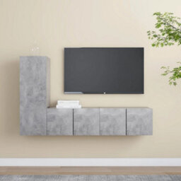 Berkfield 3 Piece Tv Cabinet Set Concrete Grey Engineered Wood - thumbnail 1