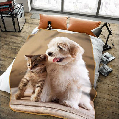 Gc Gaveno Cavailia 3D Wildlife Dog & Cat 200X240 Cm Cosy Fleece Bed Throw, Extra Large Throw Blanket For Bed