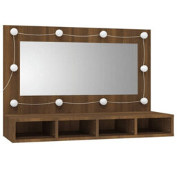Walplus Mirror Cabinet With Led Brown Oak 90X31.5X62 Cm - thumbnail 3