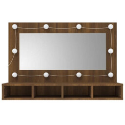 Walplus Mirror Cabinet With Led Brown Oak 90X31.5X62 Cm - thumbnail 4