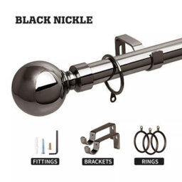 Moonlight Bedding Extendable Metal Curtain Pole With Ball Finials - Adjustable Plain Curtain Rod(Black Nickel, 28 - 48 Inches) - thumbnail 2