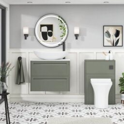 Royal Bathrooms Royal Bathroom Elmore 700mm Matt Green Wall Mounted Countertop Bathroom Vanity Unit 2 Drawer With Cesar Basin - thumbnail 5