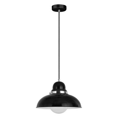 Orsina Black Finish Chrome Pendant Light, Stylish Bedroom Pendant Lamp, Sturdy Sculpted Hanging Light For Entryway