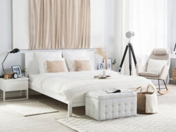 Beliani Bed Pine Wood Olivet 180 X 200 Cm (Eu Super King) White - thumbnail 2