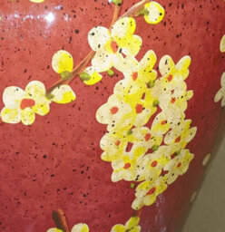 Downton Interiors Red Floral Oriental Chinese Ceramic Porcelain Table Lamp With Light Shade - thumbnail 2