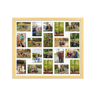 AK Frames 80X70Cm Light Oak Classic Multi Photo Frame With White Mount - Holds 20 Apertures (18X) 6X4, (2X) 4X4 Photos - image 1