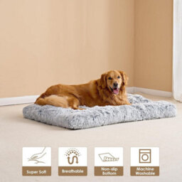 Light Grey Dog Bed Soft Pet Cushion Large Dog Crate Puppy Cat Washable Pad Mat Size S - thumbnail 5