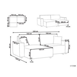 Beliani Corner Sofa Bed 3 Seater Karila Fabric Grey With Storage Right Hand - thumbnail 3
