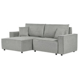 Beliani Corner Sofa Bed 3 Seater Karila Fabric Grey With Storage Right Hand - thumbnail 4