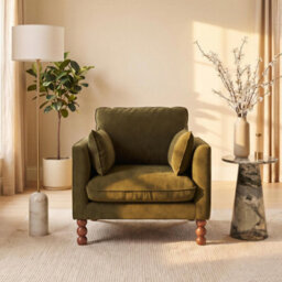 Furniturebox Uk Monroe Green Chenille Fabric Armchair - thumbnail 3