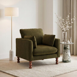Furniturebox Uk Monroe Green Chenille Fabric Armchair - thumbnail 1