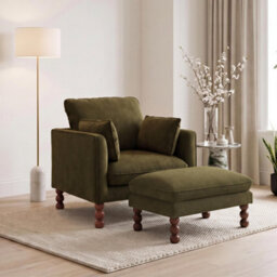 Furniturebox Uk Monroe Green Chenille Fabric Armchair - thumbnail 7
