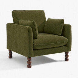 Furniturebox Uk Monroe Green Chenille Fabric Armchair - thumbnail 8