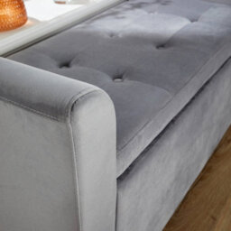 Home Source Verona Sleigh Style Velvet Window Bench Storage Seat Grey - thumbnail 7