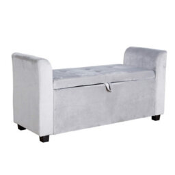 Home Source Verona Sleigh Style Velvet Window Bench Storage Seat Grey - thumbnail 8