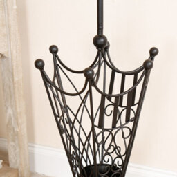 Dibor Traditional Matte Black Metal Large Ornate Scrolled Umbrella Holder Stand H91 X W34Cm - thumbnail 4