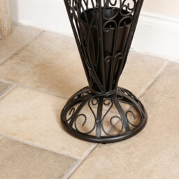 Dibor Traditional Matte Black Metal Large Ornate Scrolled Umbrella Holder Stand H91 X W34Cm - thumbnail 3