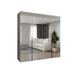 Arte Cashmere Mirrored Hinged Door Wardrobe 200Cm - Calming Bedroom Storage With Mirrored Doors And Soft Modern Aesthetic - thumbnail 2