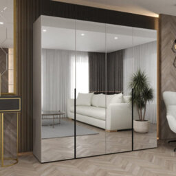 Arte Cashmere Mirrored Hinged Door Wardrobe 200Cm - Calming Bedroom Storage With Mirrored Doors And Soft Modern Aesthetic - thumbnail 1