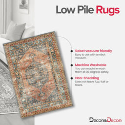 Decoranddecor Hallway Runners, Washable Rugs, Carpet Runner Rug, 60X240Cm, Non-Slip, Pet Friendly, Low Pile, Persian Rug - Calmere - thumbnail 3