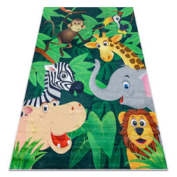 RugsX Bambino 2705 Washing Carpet Animals, Africa For Children Anti-Slip - Green Brown  140X200 Cm - thumbnail 4