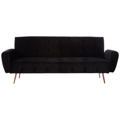 Orsina Velvet Upholstered Black Velvet Sofa Bed, Elegant Seater Sofa Bed For Bedroom, Contemporary Sofa Bed - image 1