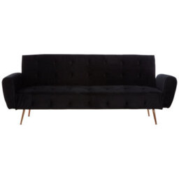 Orsina Velvet Upholstered Black Velvet Sofa Bed, Elegant Seater Sofa Bed For Bedroom, Contemporary Sofa Bed