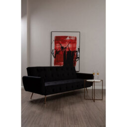 Orsina Velvet Upholstered Black Velvet Sofa Bed, Elegant Seater Sofa Bed For Bedroom, Contemporary Sofa Bed - thumbnail 7