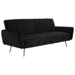 Orsina Velvet Upholstered Black Velvet Sofa Bed, Elegant Seater Sofa Bed For Bedroom, Contemporary Sofa Bed - thumbnail 2