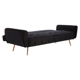 Orsina Velvet Upholstered Black Velvet Sofa Bed, Elegant Seater Sofa Bed For Bedroom, Contemporary Sofa Bed - thumbnail 3