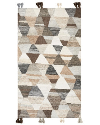 Wyld And Coco Kilim Rug Multicolour Wool & Cotton Boho Patchwork 80 X 150 Cm Tassels - image 1