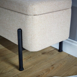 Home Source Oasis Off White Linen Ottoman With Black Metal Legs - thumbnail 6